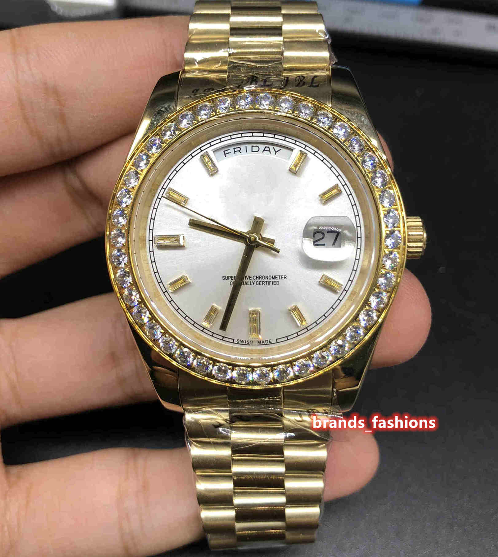 Boutique Men's Business Wristwatch White Face Watches Double Calendar Watch Gold Stainless Steel Case Watch Automatic Mechanical Watch, Slivery;brown
Boutique Men's Business Wristwatch White Face Watches Double Calendar Watch Gold Stainless Steel Case Watch Automatic Mechanical Watch, Slivery;brown