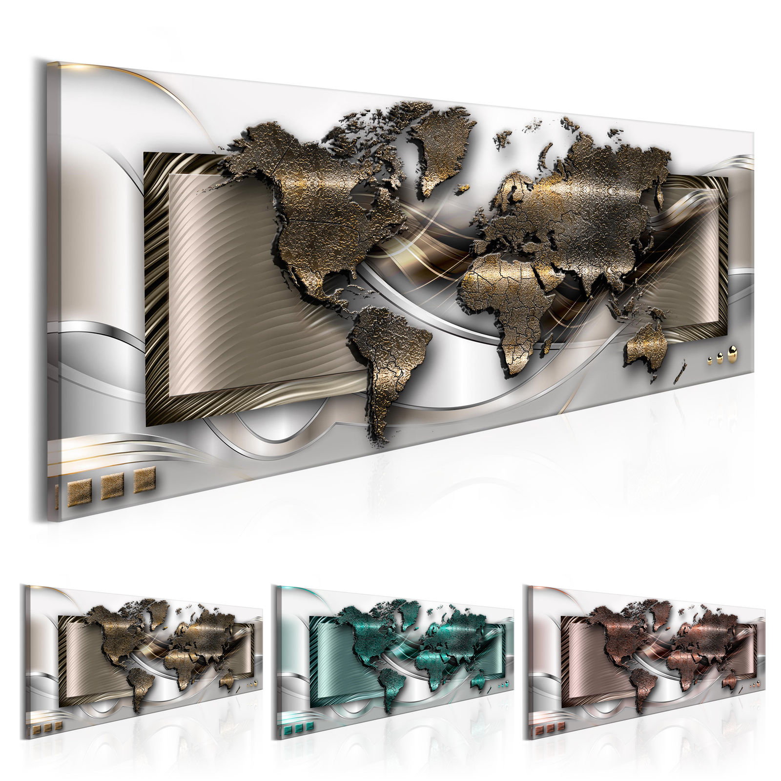 Abstract metal world map Design Canvas Print Wall Art Modern Home Decoration, Choose Color & Size(Multicolor)No Frame