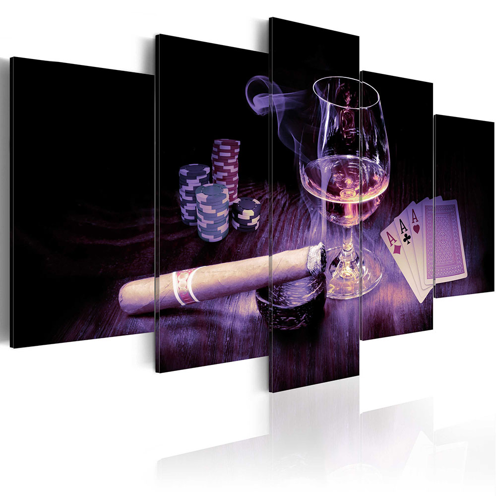 Home Decoration 5 Piece Wine Cups Pictures Canvas Oil Painting on Wall Art for Living Room Print Decor (no Frames)