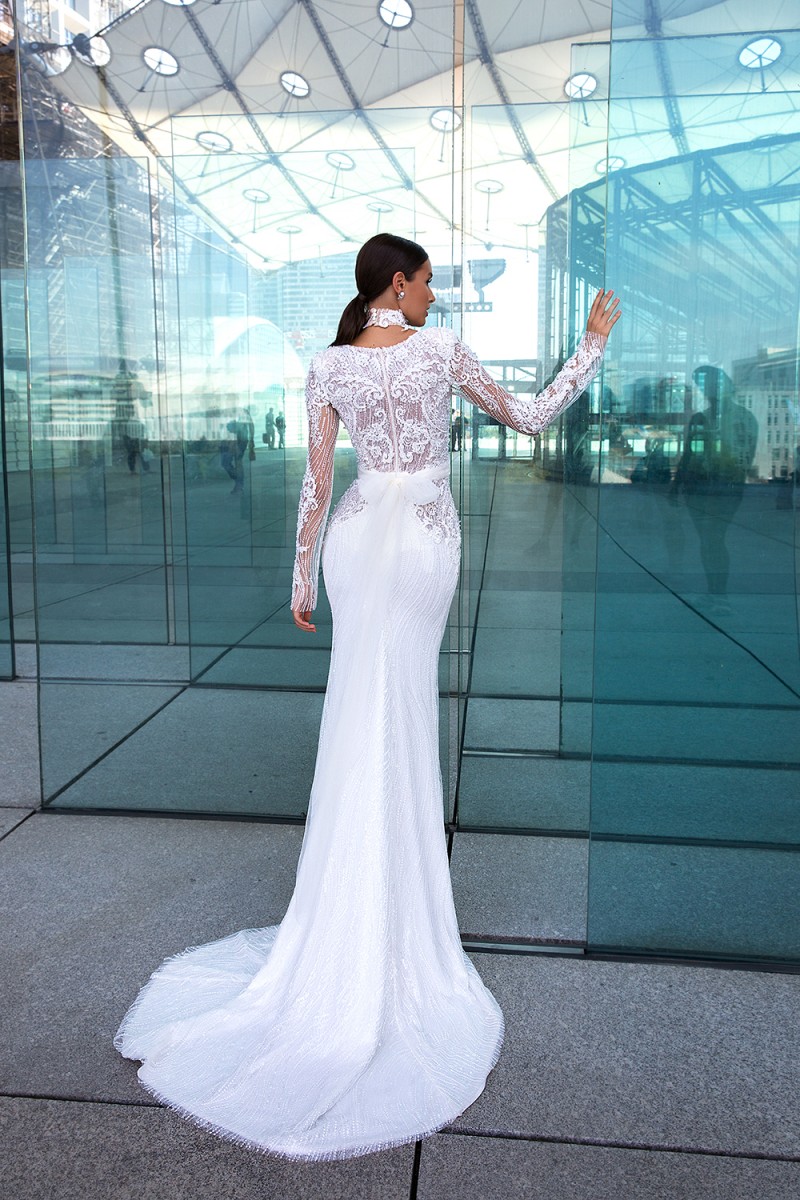 luxury mermaid crystal design wedding dresses v neck lace beading long sleeve bridal gowns plus size beach wedding dress robe de marie
