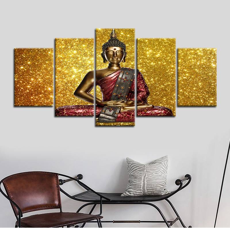 5 Piece Canvas Art Buddha Painting Gold Psychedelic Wall Pictures for Living Room Home Decor No Frame
5 Piece Canvas Art Buddha Painting Gold Psychedelic Wall Pictures for Living Room Home Decor No Frame
