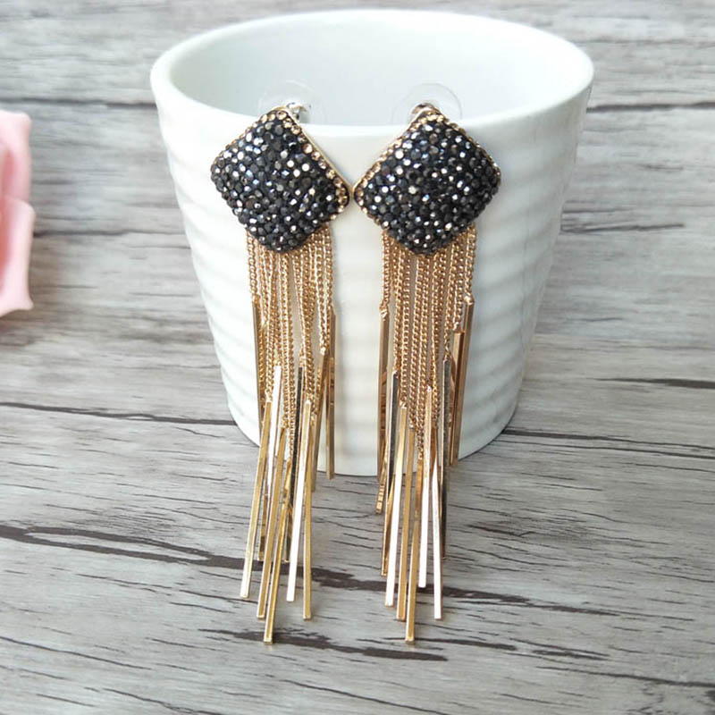 Handmade Alloy Tassel Dangle Earrings, with Pave Rhinestone charms Jewelry For Women Bohemia Earrings ER369, Golden;silver
Handmade Alloy Tassel Dangle Earrings, with Pave Rhinestone charms Jewelry For Women Bohemia Earrings ER369, Golden;silver