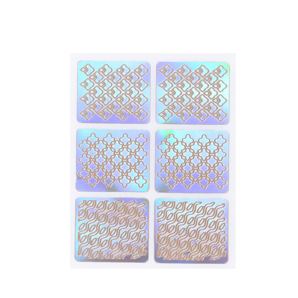 3D Nail Art Sticker Stamping Plates Template Shinning Hollow French Stickers Manicure Stencil Tips Polish Decals for Christmas 24pcs/set