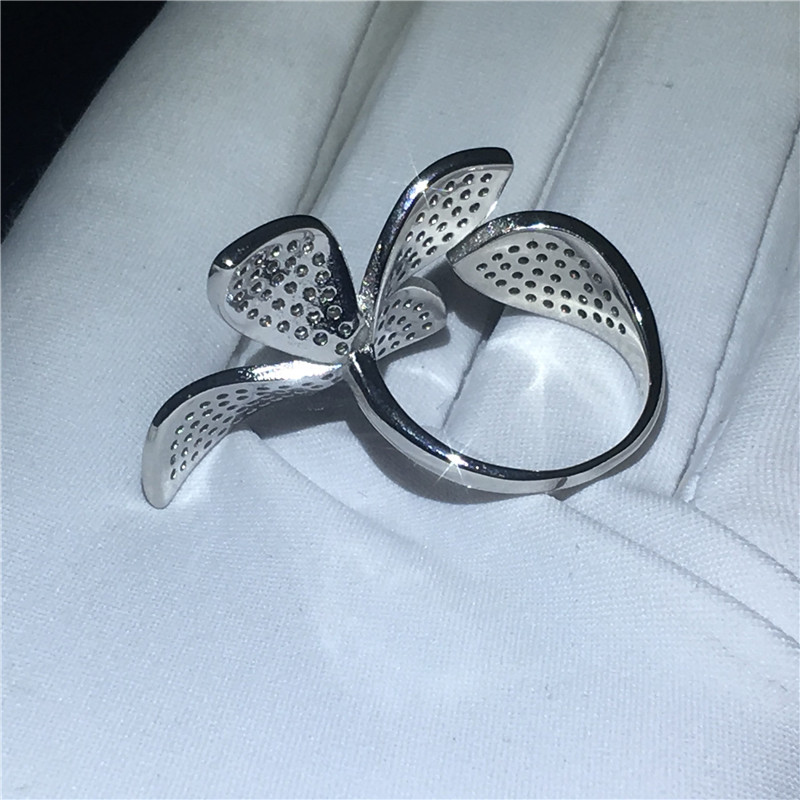 Flower shape Promise ring 925 Sterling silver Pave setting 5A Cz Stone Engagement wedding band ring for women Finger jewelry