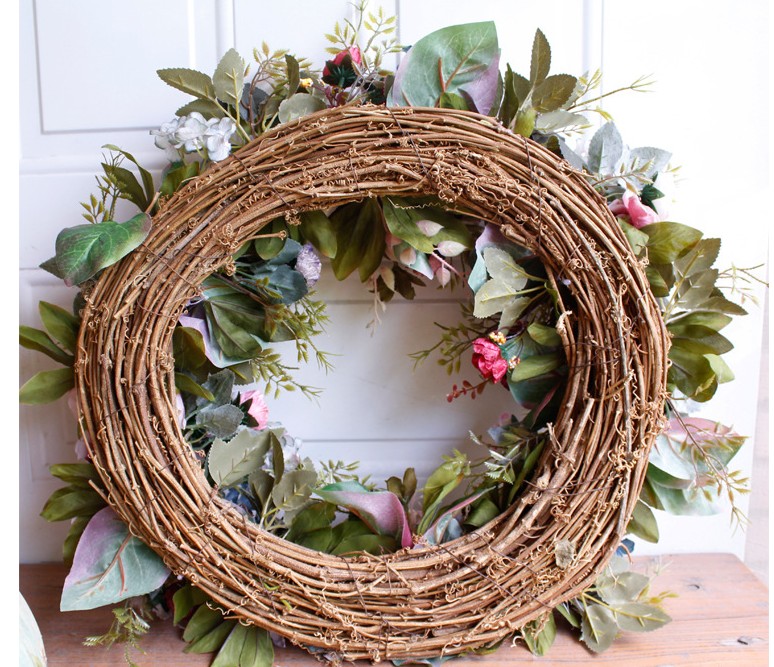 53cm Door Wreath Large Garland Artificial Flower Wreath Wall Hanging Door Decoration Home Decoration Farmhouse Deocr Hawaiian
