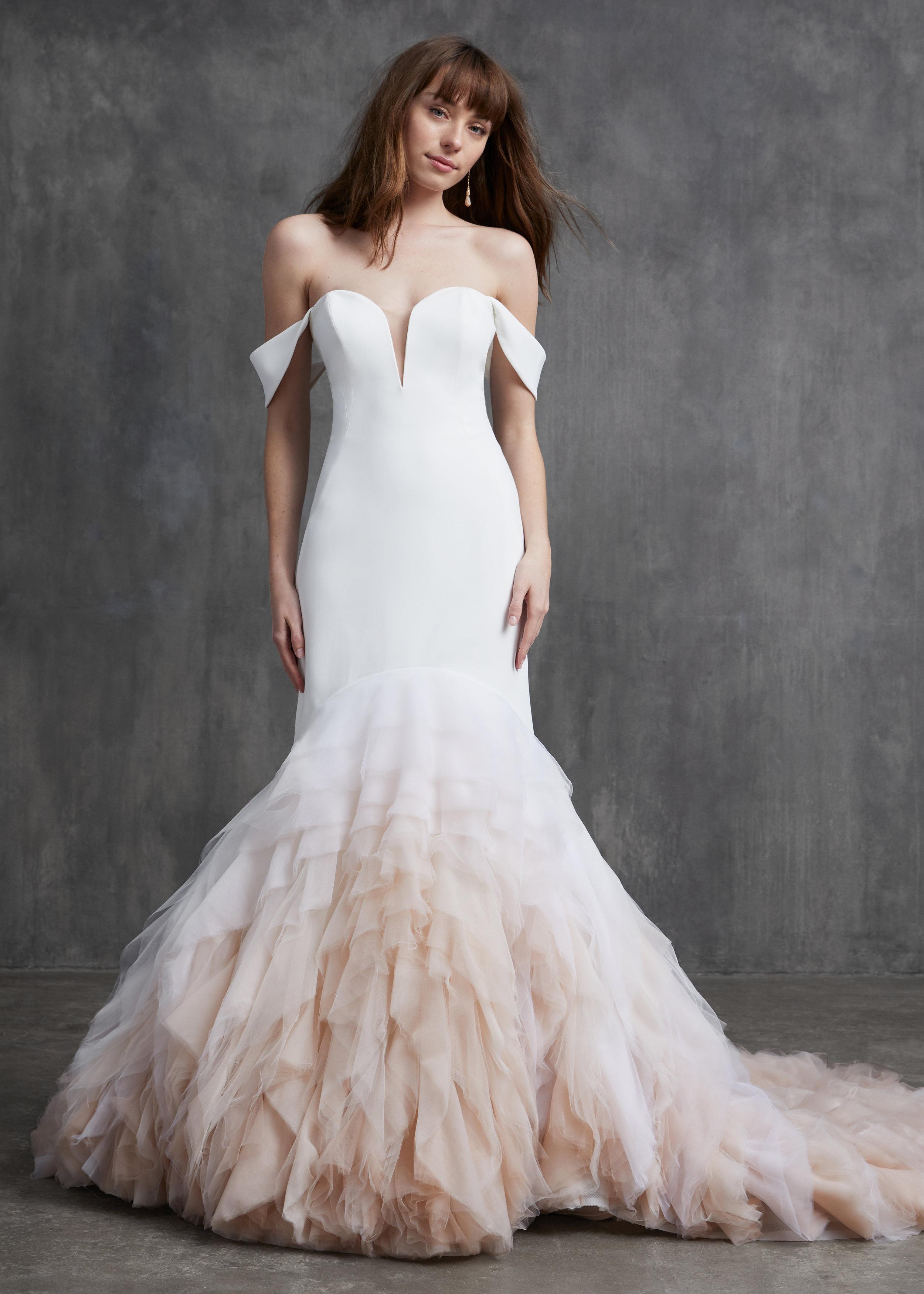 2020 Mermaid Wedding Dresses Off Shoulder Sleeveless Satin Bridal Gown Backless Ruffle Tiered Skirts Tulle Sweep Train Vestidos De Novia