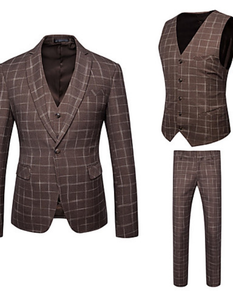 2019 Black Check Suits Men Fashion Wedding Tuxedos 3 Pieces (Jacket+Vest+Pants) Formal Business Custom Made Blazer