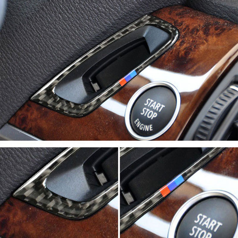 Carbon Fiber Keyhole decorative ring Ignition Key Lock Panel Cover Trim car Stickers For BMW X5 X6 E70 E71