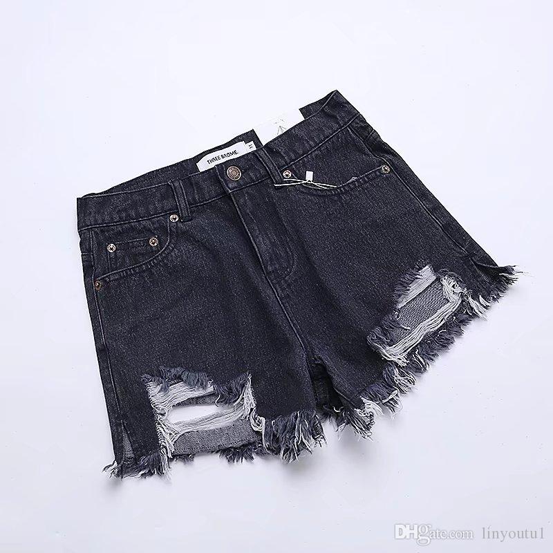 High-quality denim shorts 2020 summer new European and American high-waisted split ass hole cowboy shorts women beachpants