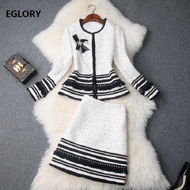 Top Quality Designer Clothing Sets Women Beading Wool Jackets Suits+warm Wool Pencil Skirt Set Elegant Business Suit Female Set, White
Top Quality Designer Clothing Sets Women Beading Wool Jackets Suits+warm Wool Pencil Skirt Set Elegant Business Suit Female Set, White