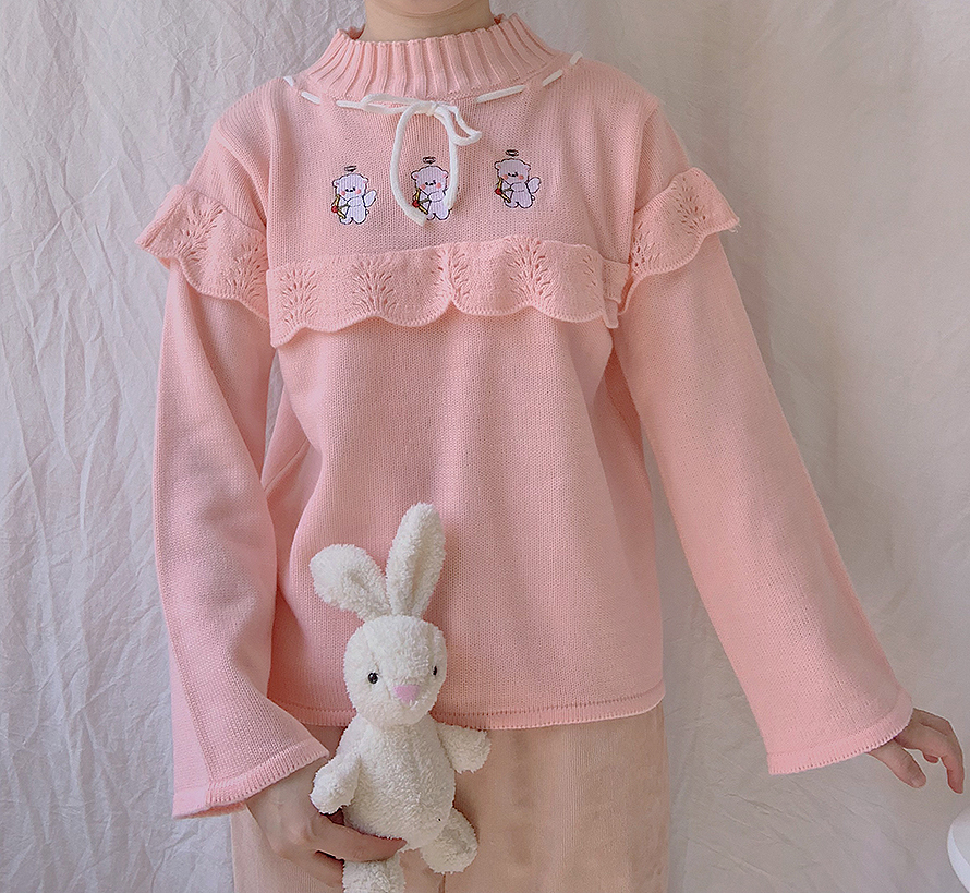 Harajuku Kawaii Teens Girl Knitted Sweater Japan Sweet Pink Jumper Femme Pull Lolita Half High Collar Cute Bear Bandage Pullover, White sweater
Harajuku Kawaii Teens Girl Knitted Sweater Japan Sweet Pink Jumper Femme Pull Lolita Half High Collar Cute Bear Bandage Pullover, White sweater