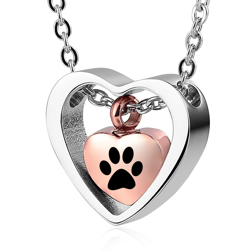 Pet dog Paw print Keepsake Necklaces Memorial Pendant, Stainless Steel Cremation Jewelry for Ashes for Pet (Rose Gold)
Pet dog Paw print Keepsake Necklaces Memorial Pendant, Stainless Steel Cremation Jewelry for Ashes for Pet (Rose Gold)