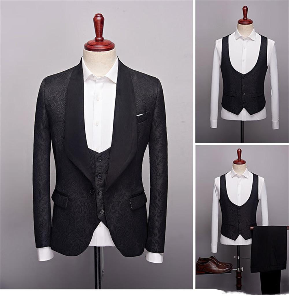 slim fit 3 pieces mens suits new wedding groom tuxedos shawl lapel groomsmen mens dinner blazer suits custom made jacketvestpants