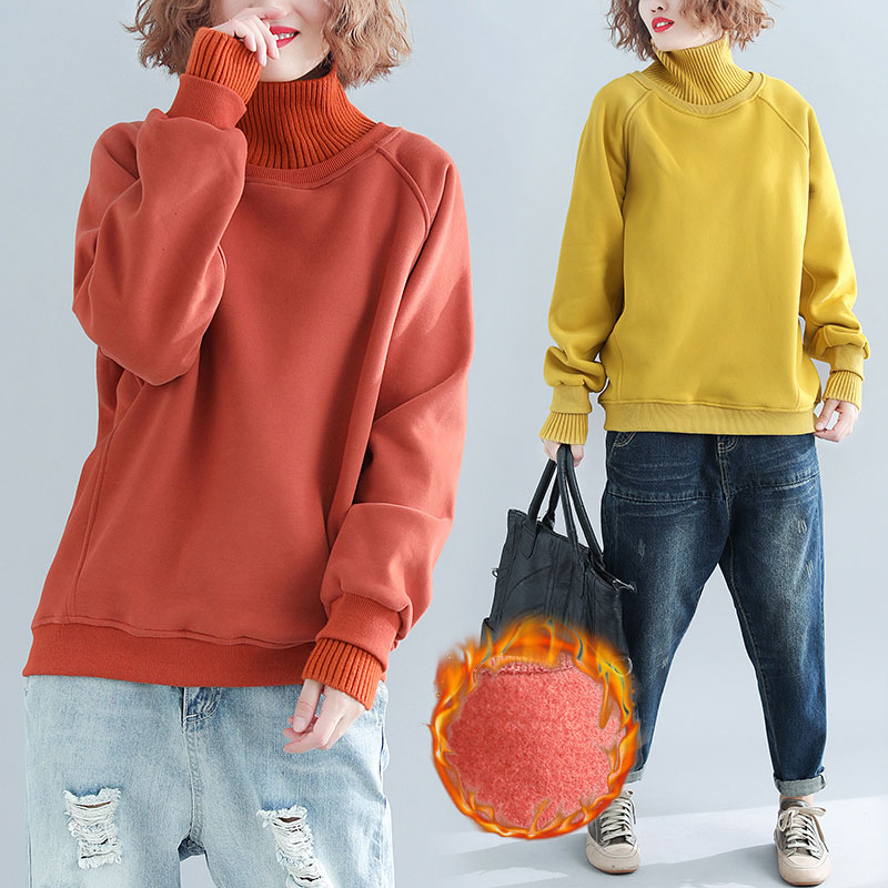 Plus size women sweater autumn winter new loose plus velvet thickened turtleneck solid color stitching warm sweaters D129, Yellow
Plus size women sweater autumn winter new loose plus velvet thickened turtleneck solid color stitching warm sweaters D129, Yellow