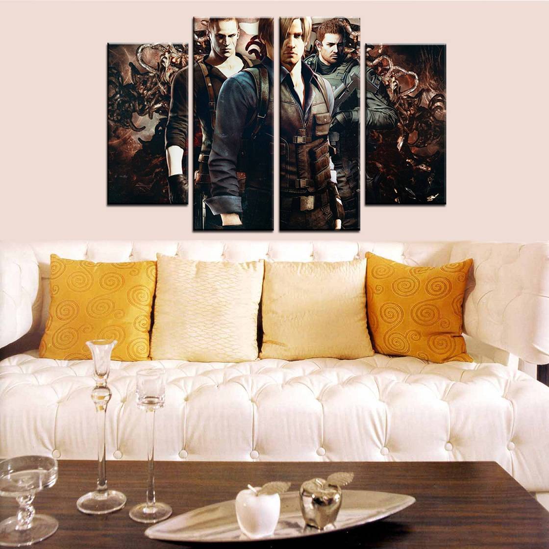 4pcs/set Unframed Biohazard Resident Evil Three Warriors Game HD Print On Canvas Wall Art Picture For Home Decoration
