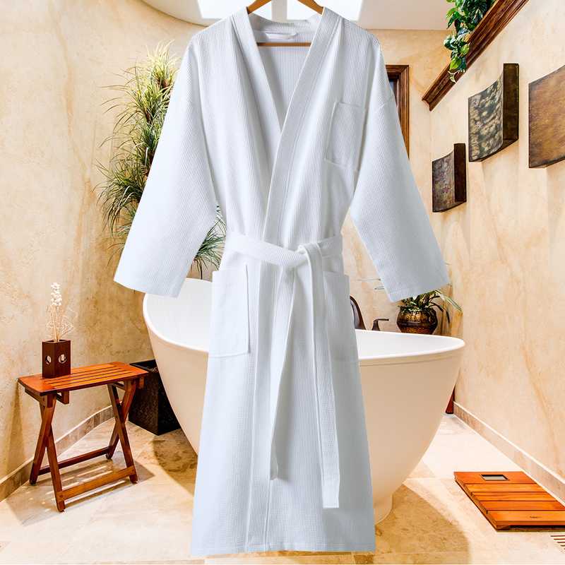 Men's Sleepwear Star El Cotton Waffle Bathrobe Knee Length Summer Kimono Men Bath Robe Plus Size Women Dressing Gown Bridesmaid Robes