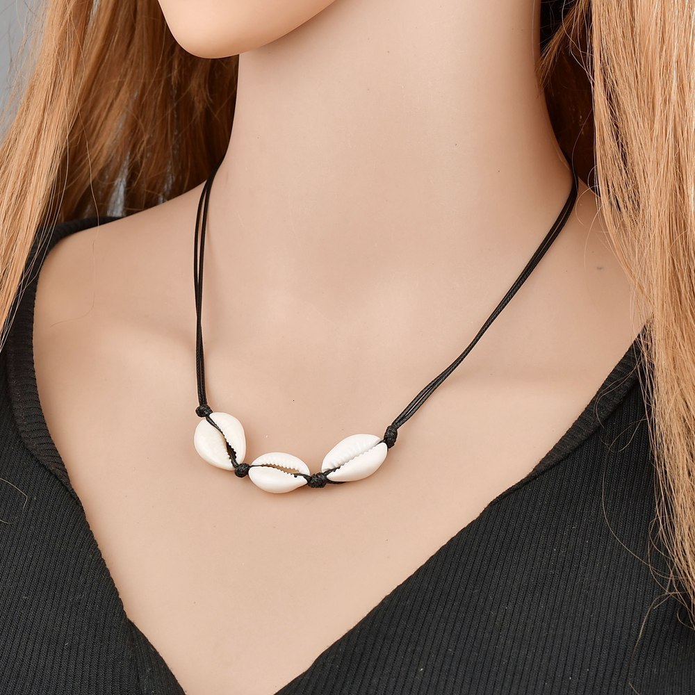Accessories Nation Wind Black Rope Weave Natural Shell Pendeloque Cut Necklace Concise All-match Necklace
Accessories Nation Wind Black Rope Weave Natural Shell Pendeloque Cut Necklace Concise All-match Necklace