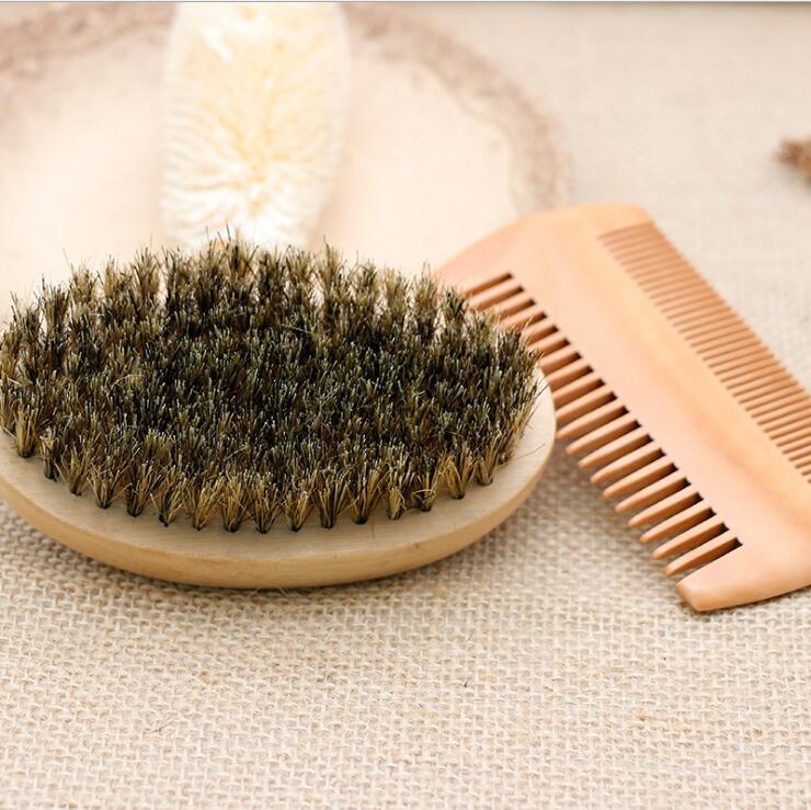 Boar Bristle Beard Brush Handmade Beard Comb Kit For Men Mustache With Bag Kit De Peine De Barba Hecho A Mano Para Hombres Bigote Cepillo Para Barba D