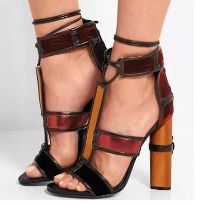 Summer Celebrity Fashion Woman Strappy Sandals Pumps Shoes Harriet Multicolour Patchwork Leather Cage Sandals Block High Heels, Multi
Summer Celebrity Fashion Woman Strappy Sandals Pumps Shoes Harriet Multicolour Patchwork Leather Cage Sandals Block High Heels, Multi