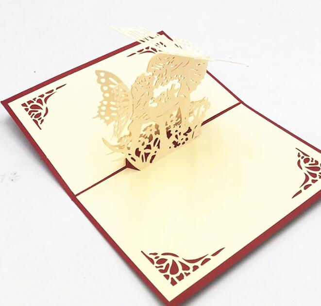 3D Pop Up Greeting Card Valentine's Day Creative Gift Blessing Card with Envelope Party Wedding Decoration