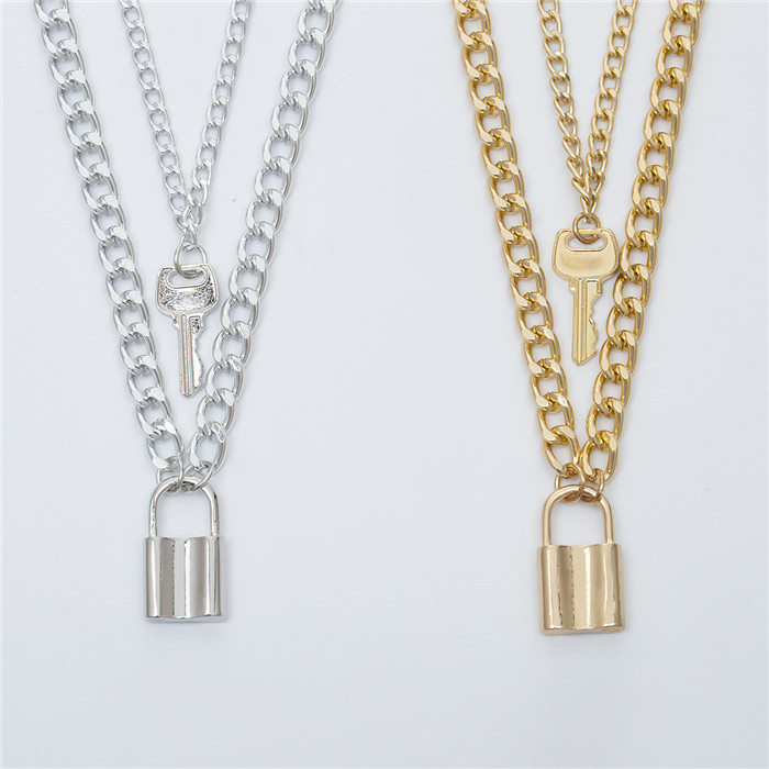 Fashion-key lock pendant necklace Hip Pop Individuality Pendants for Women Birthday New Year Gift Drop Shipping
