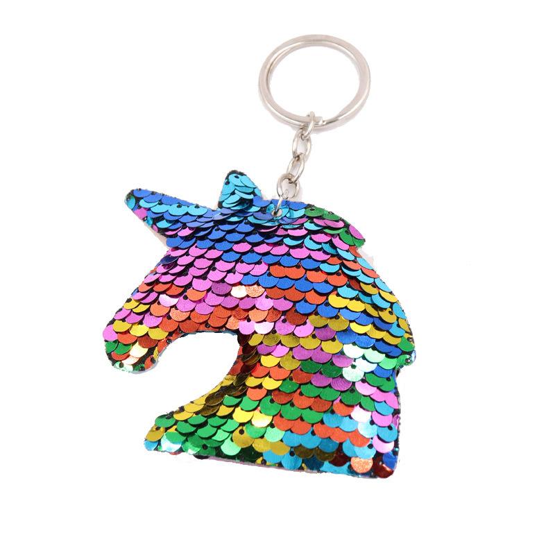 Cute Unicorn Keychain Glitter Pompom Sequins Key Ring Gifts For Guest Women Wedding Souvenir Car Bag Accessories Key Chain