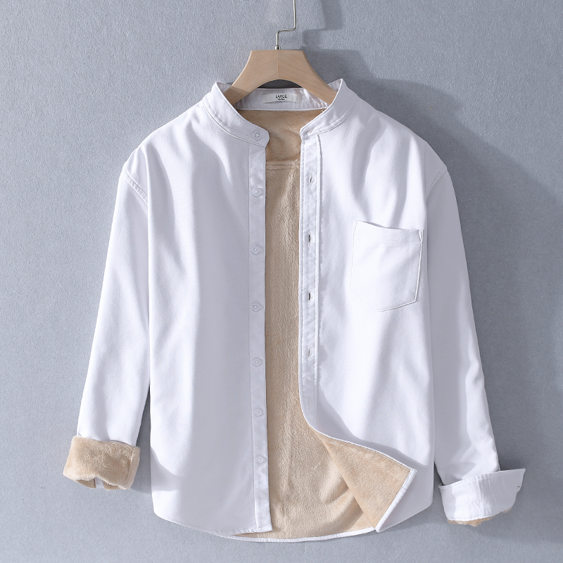 2019 Autumn and winter plus velvet men warm casual shirt stand collar thick cotton shirts for men long-sleeved brand shirt, Sky blue
2019 Autumn and winter plus velvet men warm casual shirt stand collar thick cotton shirts for men long-sleeved brand shirt, Sky blue