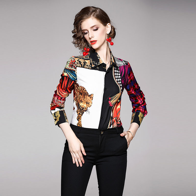 2020 Luxury Runway Designer Shirts Women Long Sleeve Lapel Neck Spring Ladies Shirt Blouses Casual Printed Office Button Shirts Tops, Customize
2020 Luxury Runway Designer Shirts Women Long Sleeve Lapel Neck Spring Ladies Shirt Blouses Casual Printed Office Button Shirts Tops, Customize