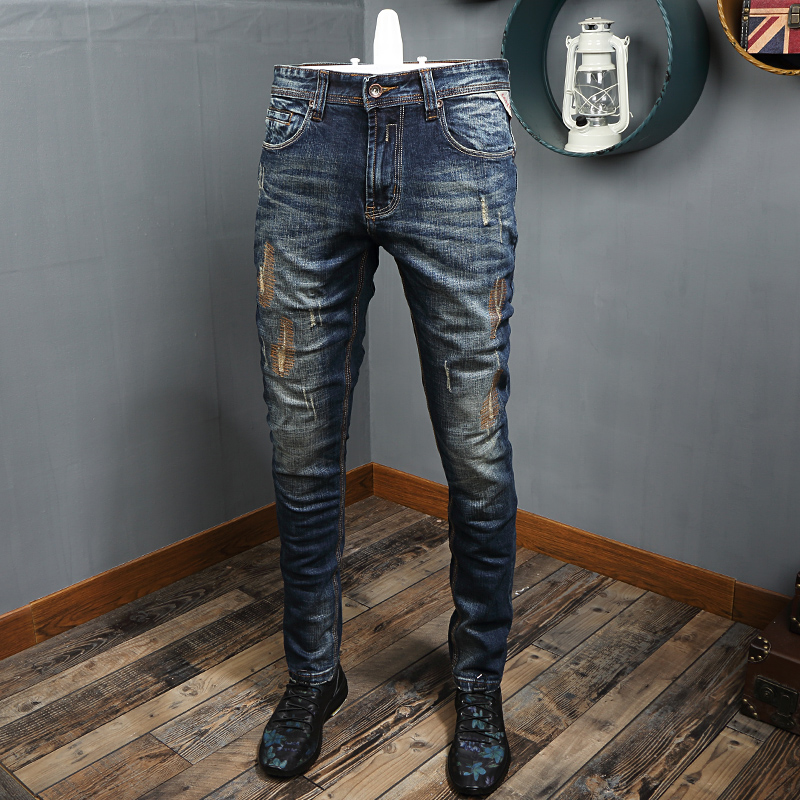 Fashion Streetwear Men Jeans Blue Color Patchwork Destroyed Ripped Jeans Men Baggy Pants High Quality Slim Fit Hip Hop
Fashion Streetwear Men Jeans Blue Color Patchwork Destroyed Ripped Jeans Men Baggy Pants High Quality Slim Fit Hip Hop