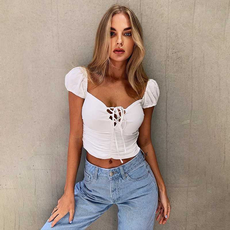 Sexy top, Short T-shirt with high waist band with bubble sleeves, sexy square collar and slim crop top, White
Sexy top, Short T-shirt with high waist band with bubble sleeves, sexy square collar and slim crop top, White