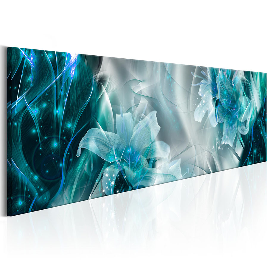 Abstract Shining Lily Flower Design Canvas Print Wall Art Modern Home Decoration, Choose Color & Size(Multicolor)No Frame