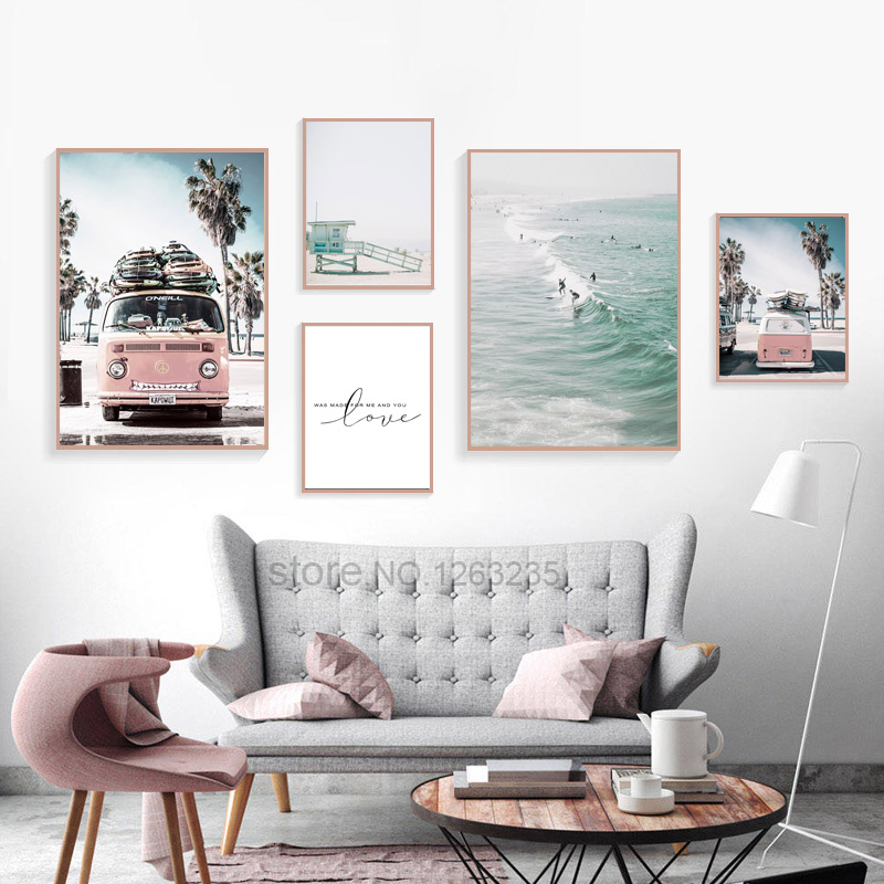 Cuadros Decoracion Sea Scenery Coconut Tree Wall Art Pink Bus Nordic Poster Beach Pictures Living Room Canvas Painting Unframed
Cuadros Decoracion Sea Scenery Coconut Tree Wall Art Pink Bus Nordic Poster Beach Pictures Living Room Canvas Painting Unframed