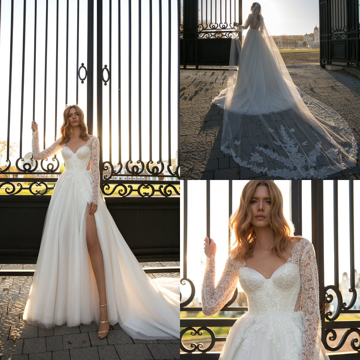 2019 Lace Bohemian Wedding Dresses V Neck Sequins Appliqued Sweep Train Long Sleeve Beach Wedding Dress Custom Side Split Vestidos De Novia