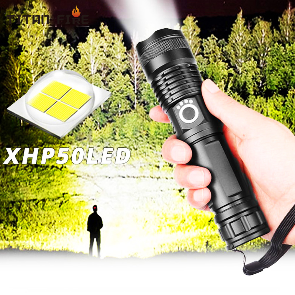 

LED XHP50.2 Ultra Bright Most Powerful Flashlight USB Zoom Led Torch XHP50 18650 or 26650 Rechargeable Battery