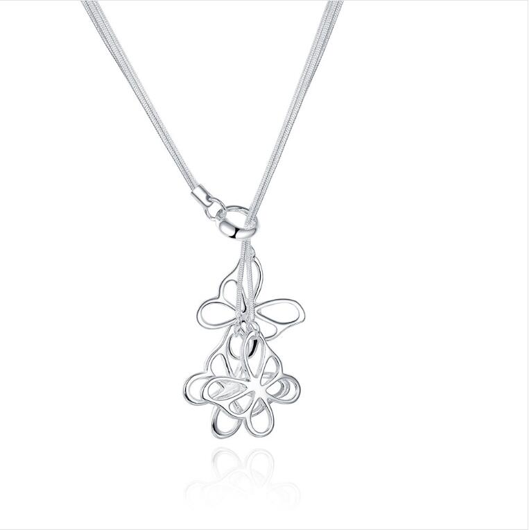 Brand new Tai Chi hang three butterfly sterling silver plate necklace SN043,hot sale fashion 925 silver pendant necklace factory direct sale