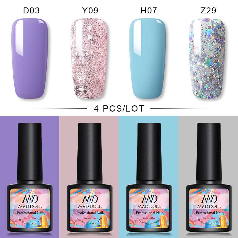 4 Pcs/Set MD DOLL 8ml Gel Varnish Set For Nail Extension Kit Nail Art For UV LED Gel Polish Varnish Set Art, 04
4 Pcs/Set MD DOLL 8ml Gel Varnish Set For Nail Extension Kit Nail Art For UV LED Gel Polish Varnish Set Art, 04