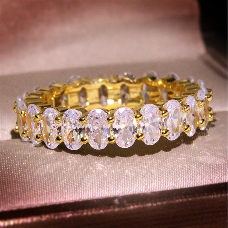 Victoria Wieck 2020 New Arrival Fashion Jewelry 925 Sterling Silver&Gold Fill Oval Cut White Sapphire CZ Diamond Stack Women Wedding Ring