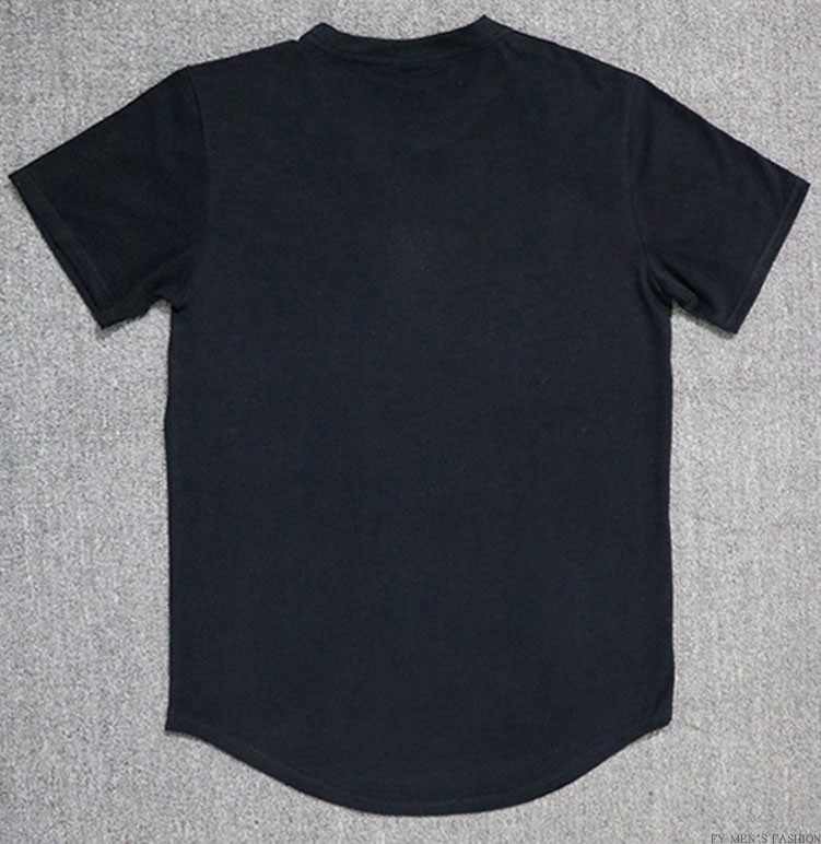 Fashion Summer fitness t shirt Men Hip Hop T Shirts Irregular Curved Hem Short Sleeved Cotton SikSilk T-shirt