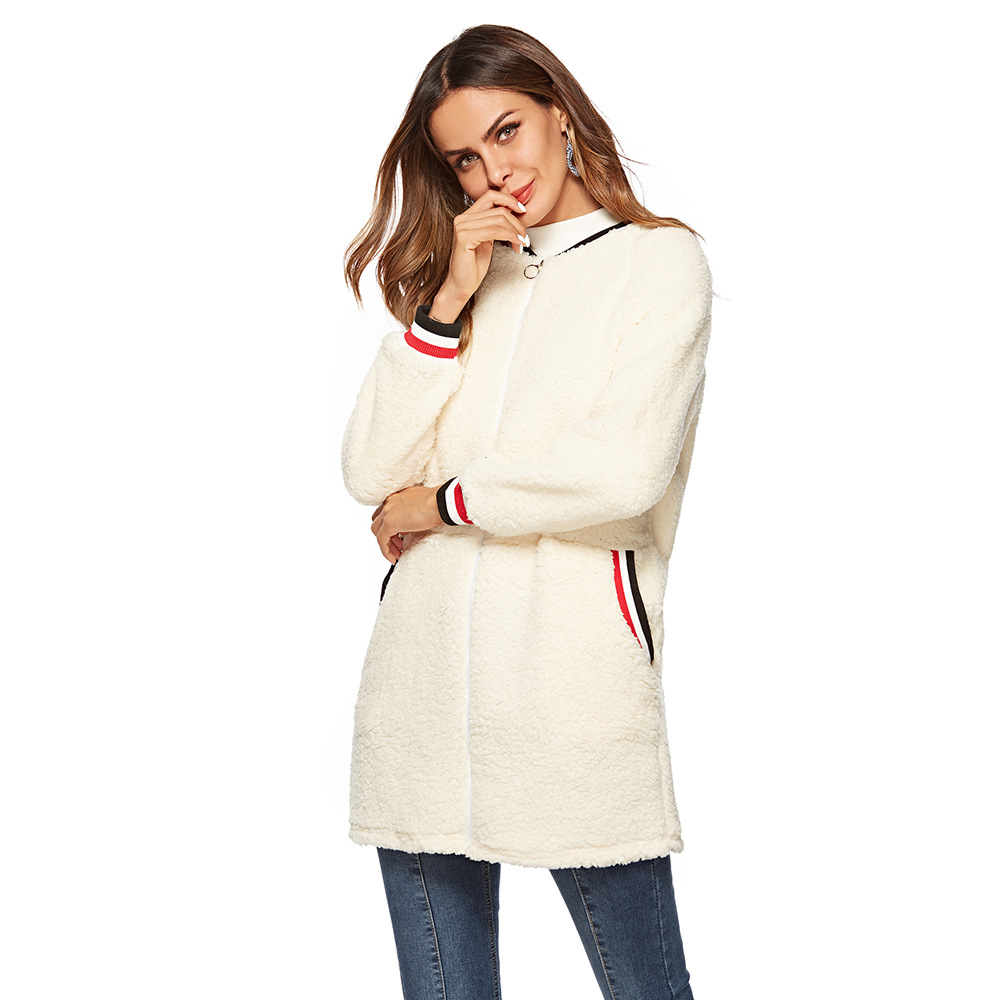 2019 autumn and winter rib shut sleeve round neck cashmere coat jacket pocket bubble a generation of fat women, White
2019 autumn and winter rib shut sleeve round neck cashmere coat jacket pocket bubble a generation of fat women, White