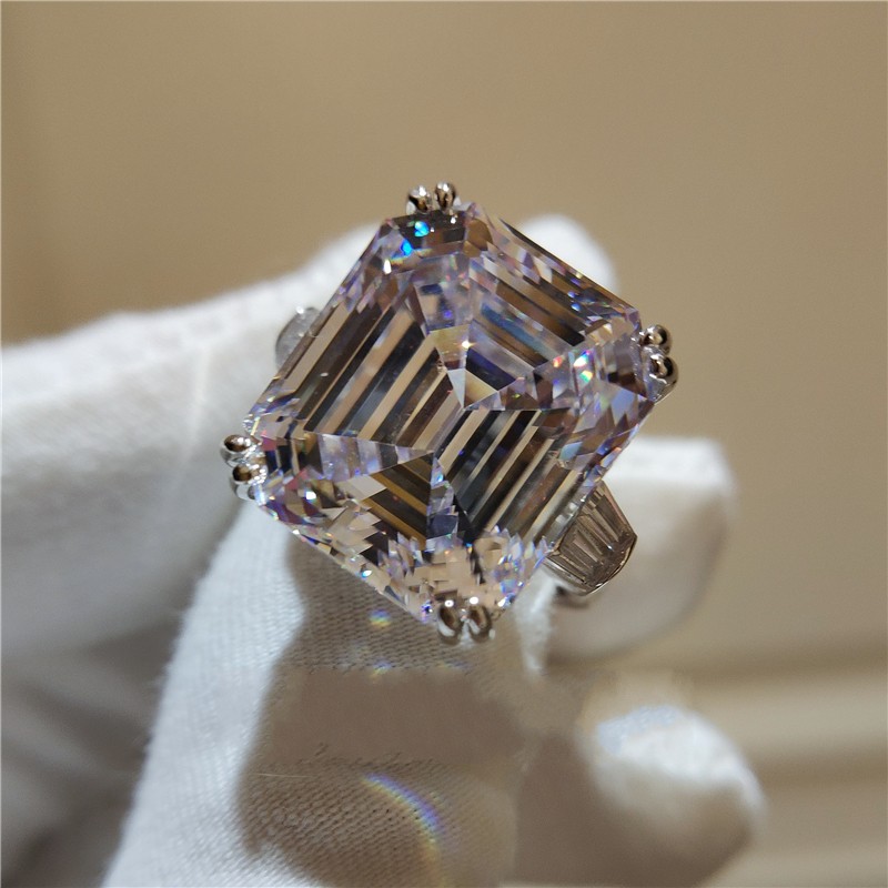 Dove Egg Big White Topaz CZ Diamond Luxury Jewelry 925 Sterling Silver Astie type Promise Eternity Women Wedding Party Band Ring Gift
