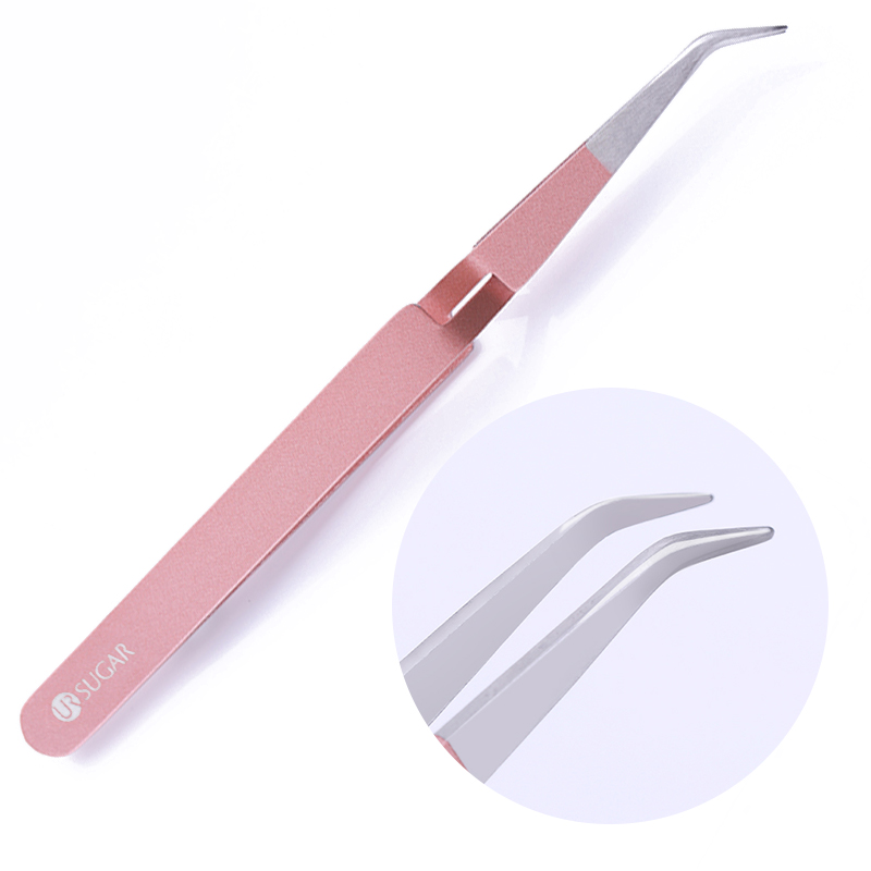 UR SUGAR Elbow Cross Lock Reverse Tweezers Rose Gold Nail Art Curve Sculpture Pinching Straight Curved Professional Tool Set Kit