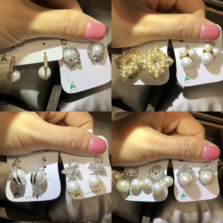 Mix Elegant Pearl Ear Stud Ladies Dangle Korean Electroplated Gold Micro Set Earrings OL Style Random Styles Wholesale