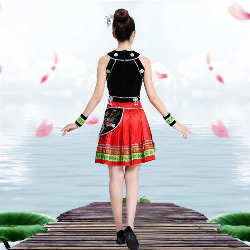 Women's Hmong Miao costume Traditional Asian dress thailand style dancing apparel ethnic clothing colorful festival stage wear