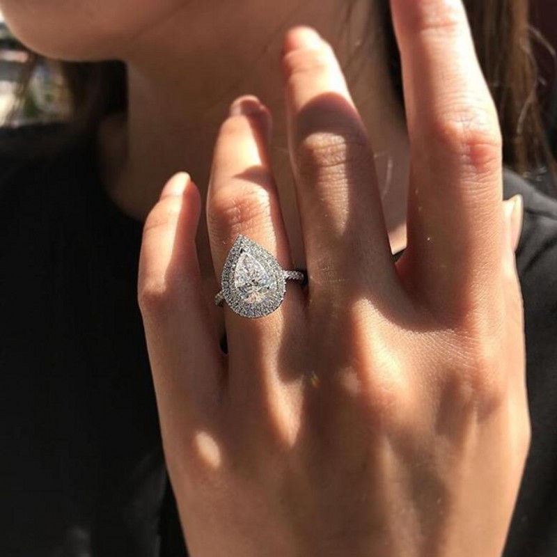 for Sier Rings Women: Drop Water White Topaz CZ Dia Jewelry (Size 6-10) 4