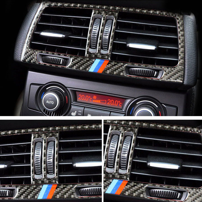 Carbon Fiber Car Center Console Air conditioning vent decorative frame air outlet Cover trim Stickers for BMW E70 E71 X5 X6 Auto Accessories
