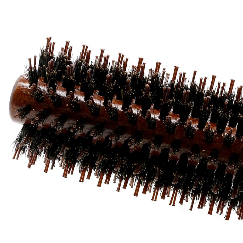 Anti Static Wood Boar Bristle Hair Round Brush Hairdresser Styling Teasing Brush For Hair Curly Comb 3 Sizes To Choose