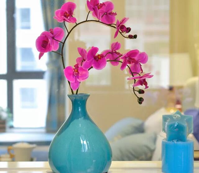 10Pcs/lot Lifelike Artificial Butterfly Orchid flower Silk Phalaenopsis Wedding Home DIY Decoration Fake Flowers free shipping