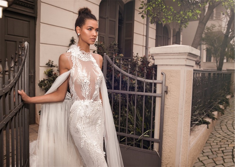 Elihav Sasson 2019 Mermaid Wedding Dresses With Wrap Sexy Lace Appliqued Jewel Neck Beach Boho Bridal Gowns robe de mariée