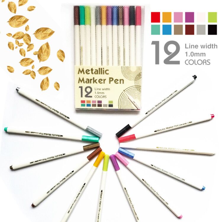 Metallic Marker Pens, Set of 12 Assorted Colors for Adult Coloring Books, Art Rock Painting, Card Making, Metal and Ceramics
Metallic Marker Pens, Set of 12 Assorted Colors for Adult Coloring Books, Art Rock Painting, Card Making, Metal and Ceramics