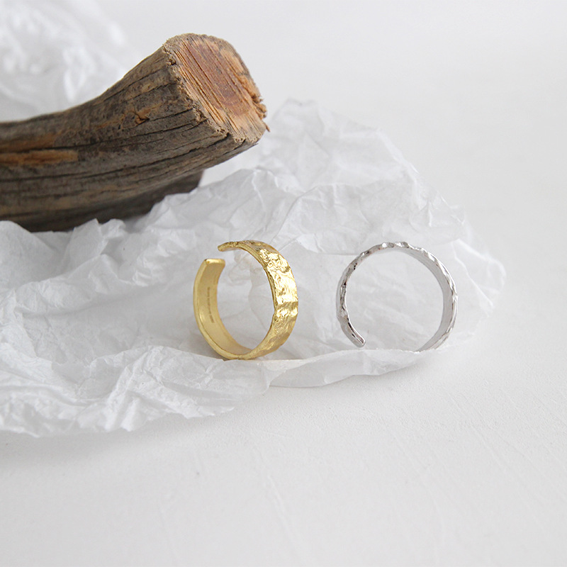 925 sterling silver fine jewelry hand-made designer minimalism adjustable open ring gold and silver colors nice gift for women and men